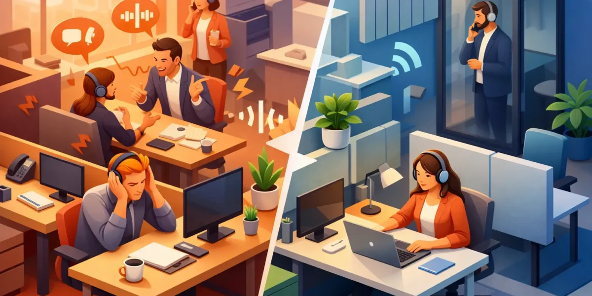 Ruido en oficinas abiertas: qué funciona